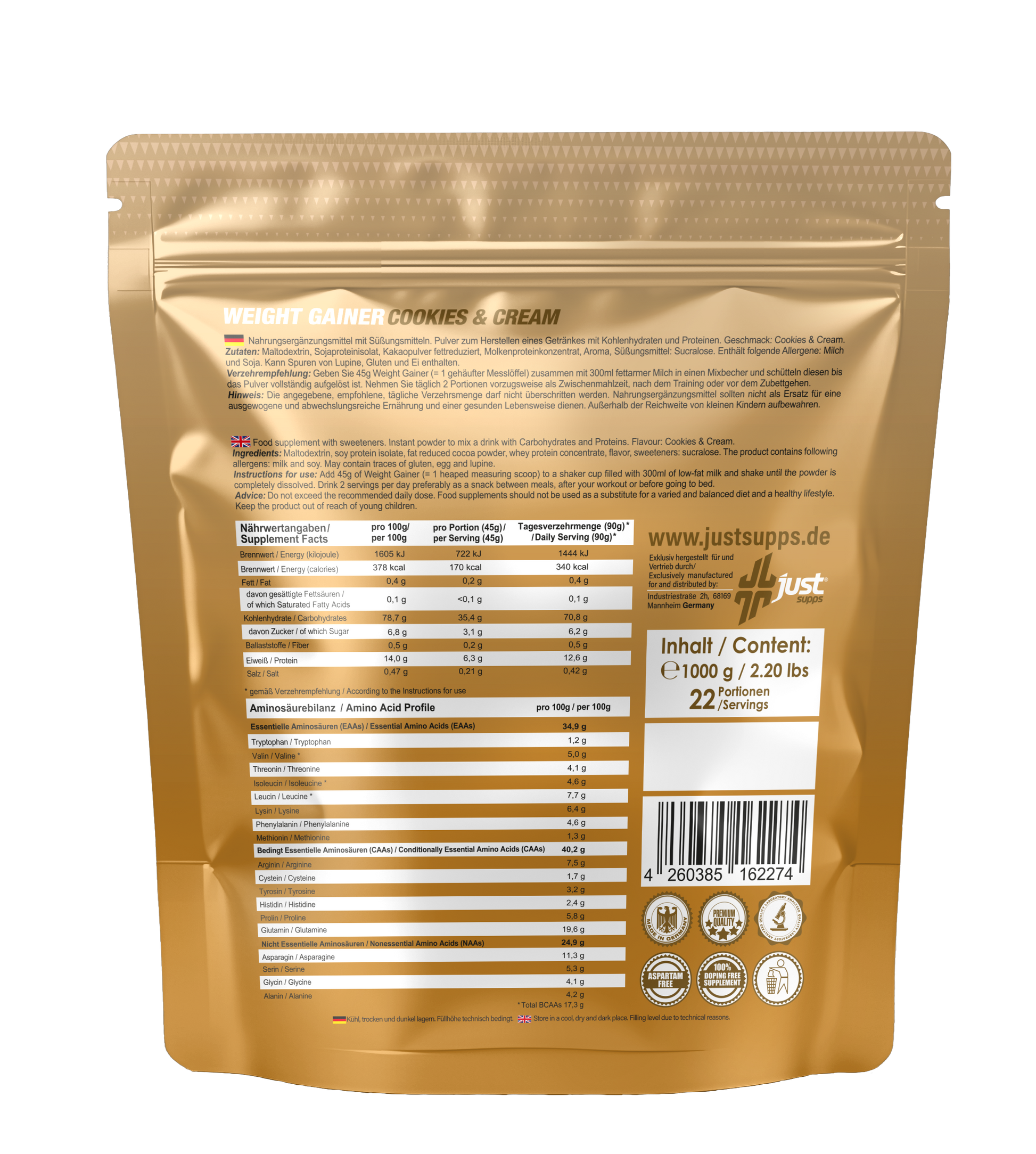 Just Weight Gainer (Doypack)__Cookies&Cream__1000g__02