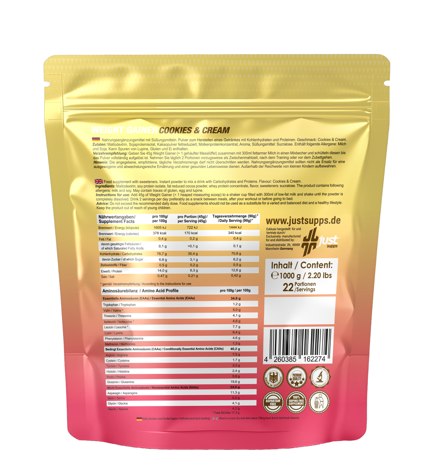 Just Weight Gainer (Doypack)__Erdbeer-Banane__1000g__02