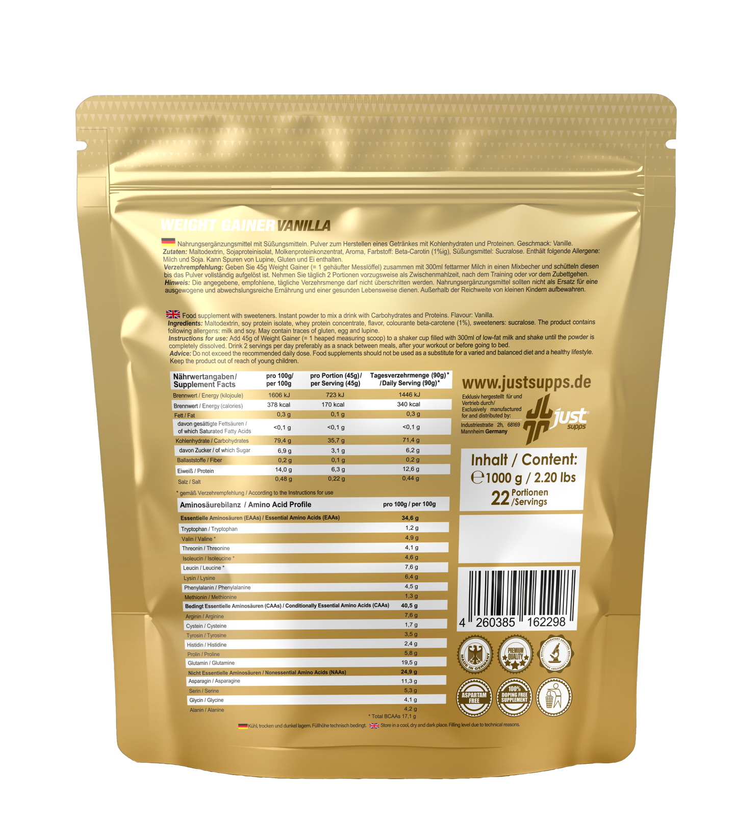 Just Weight Gainer (Doypack)__Vanille__1000g__02