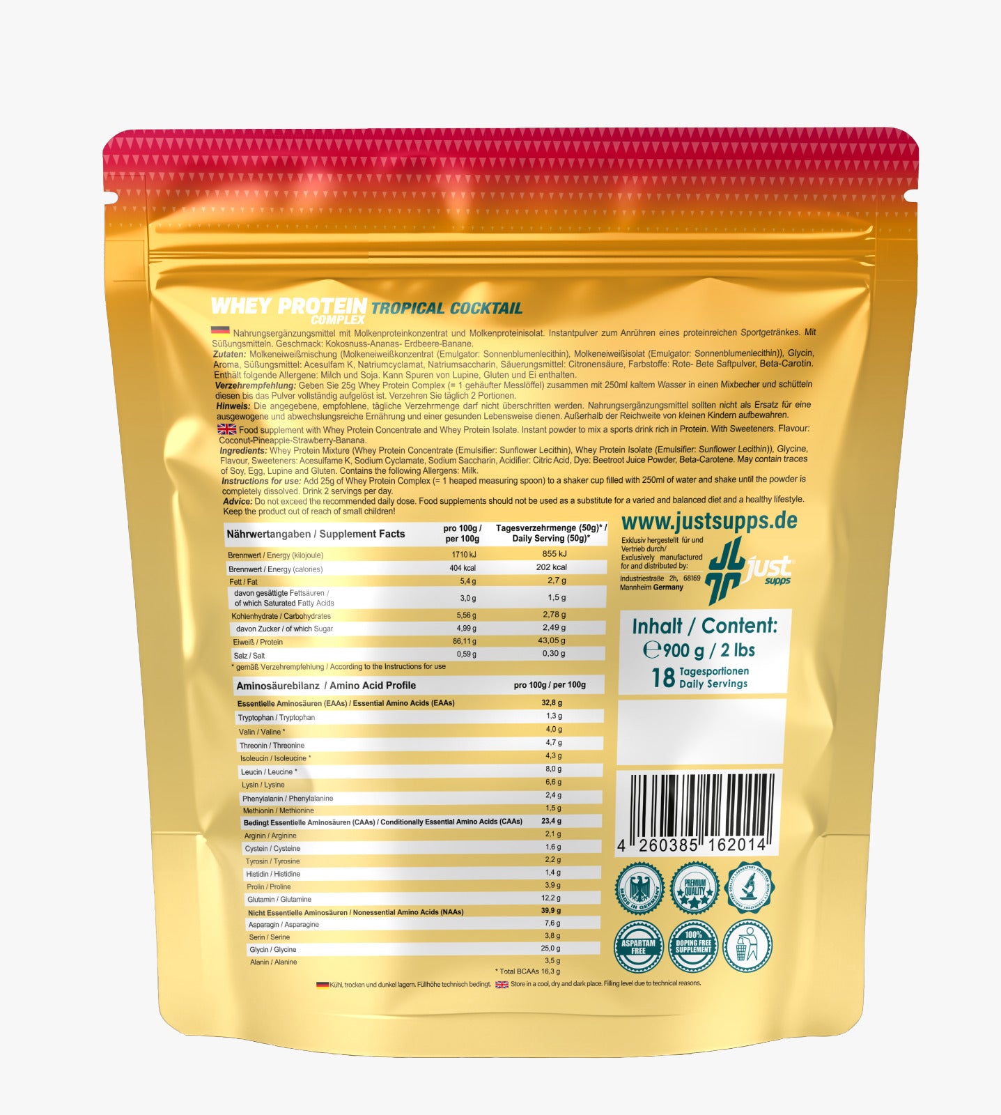 Just Whey Protein (Doypack)__Kokos-Ananas-Erdbeere-Banane__900g__02